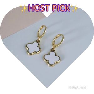 Gold & White Enamel Earrings